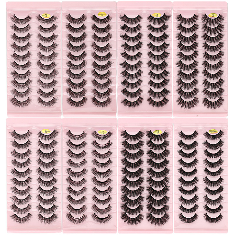 10 Pairs Russian Strip Eyelashes Extensions Supply Fluffy Volume False Eye Lashes 7D DD Curl Dramatic Messy