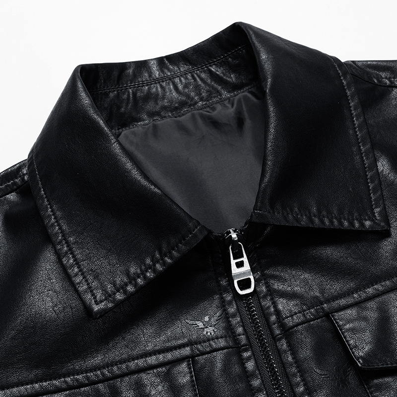Men's Leather Faux Black Motorcycle leather jackets trend Slim Korean men's thin style autumn motorcycle personality 220913