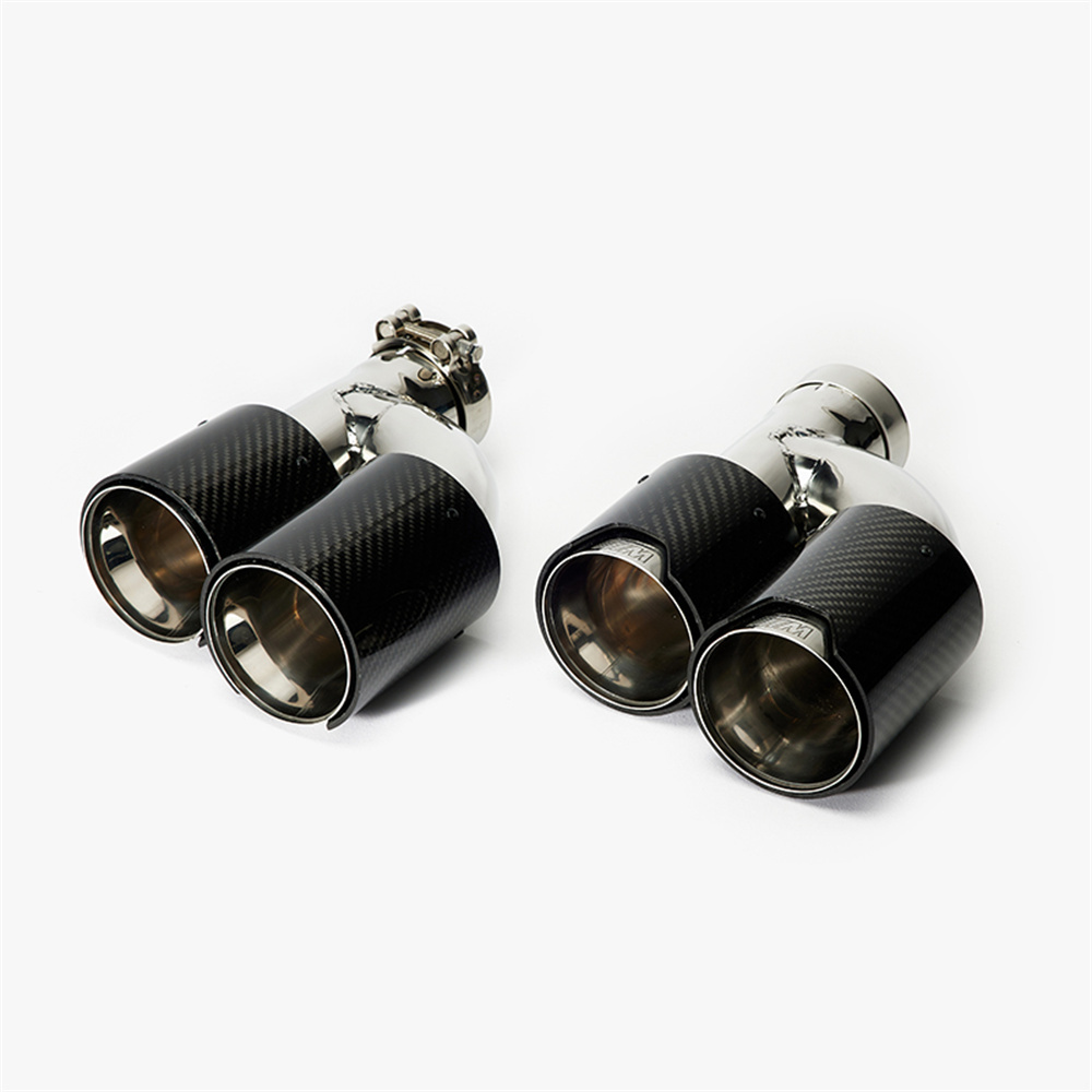 1Pair H Style Dual Carbon Fiber Muffler Tip 304 Stainless Steel Universal M Performance Exhaust Tips End Pipes