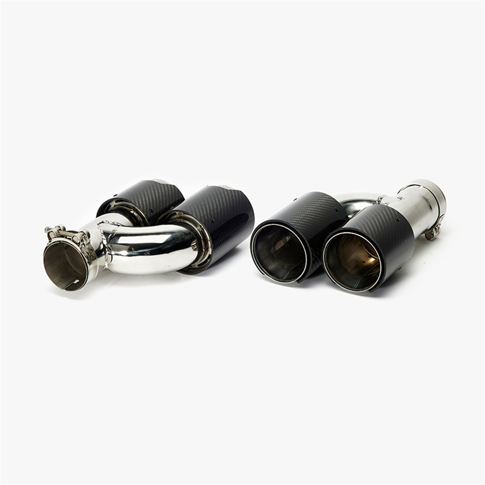 1Pair H Style Dual Carbon Fiber Muffler Tip 304 Stainless Steel Universal M Performance Exhaust Tips End Pipes