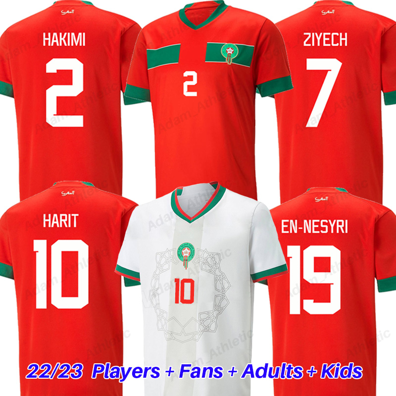 

2022 Moroccan soccer jerseys HAKIMI Maillot marocain ZIYECH EN-NESYRI football shirts men kids kit HARIT SAISS IDRISSI BOUFAL jersey Maroc national team shirt 22 23, 2022 home+wc2022 patches
