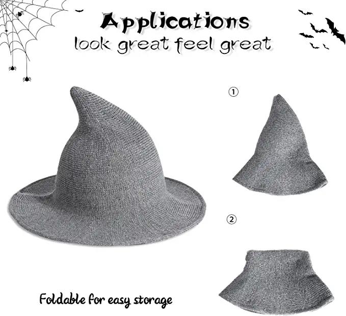 Halloween bucket hat Sheep Wool Christmas Halloween Foldable Costume Ball Sun Cap Witch Pointed Fisherman Knit hats