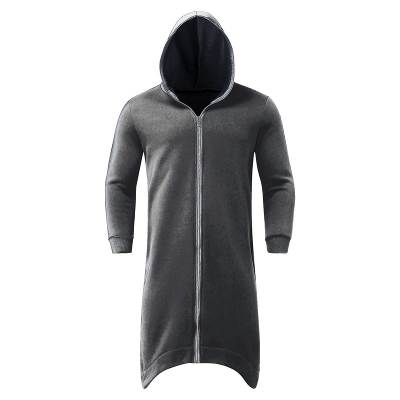Men's Hoodies Sweatshirts Zipper Long Hooded Solid Color Personality Dark Style Full Body Winter Warm Male Hip Hop Jacket Plus Size 5xl 220913