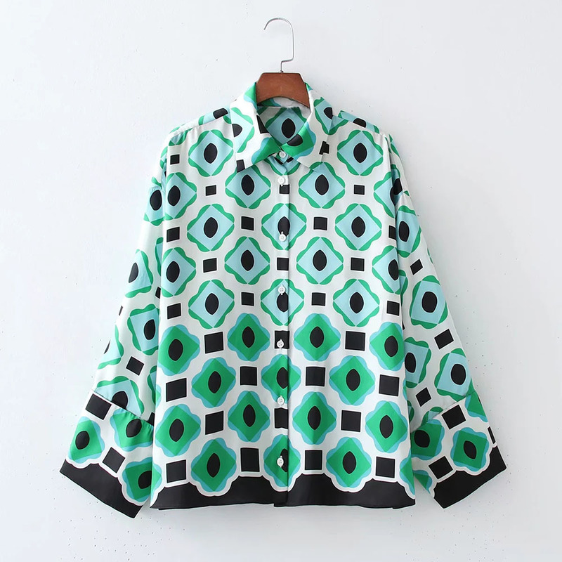 Women's Two Piece Pants xikom Summer Women Vintage Two-Piece Set Bohemia Print Loose Lapel Shirt Elastic High Waist Casual Trousers Pants Set 220