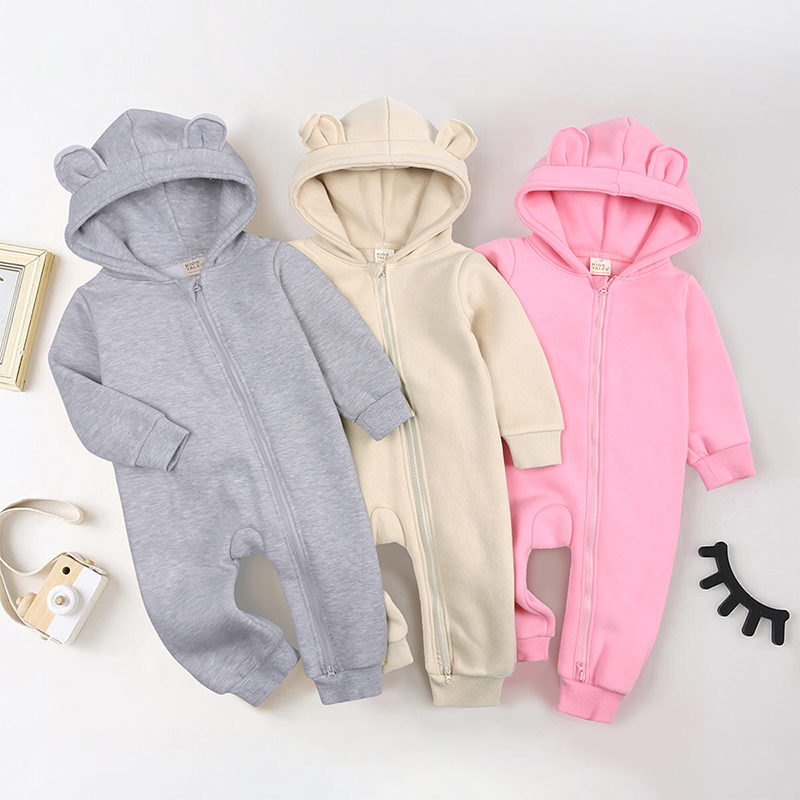 Rompers Bodysuit For born Rompers Baby Boys Girls Clothes Long Sleeve Solid Hoodies Bear Jumpsuit Costume Infant Onesies 3M24M 220913