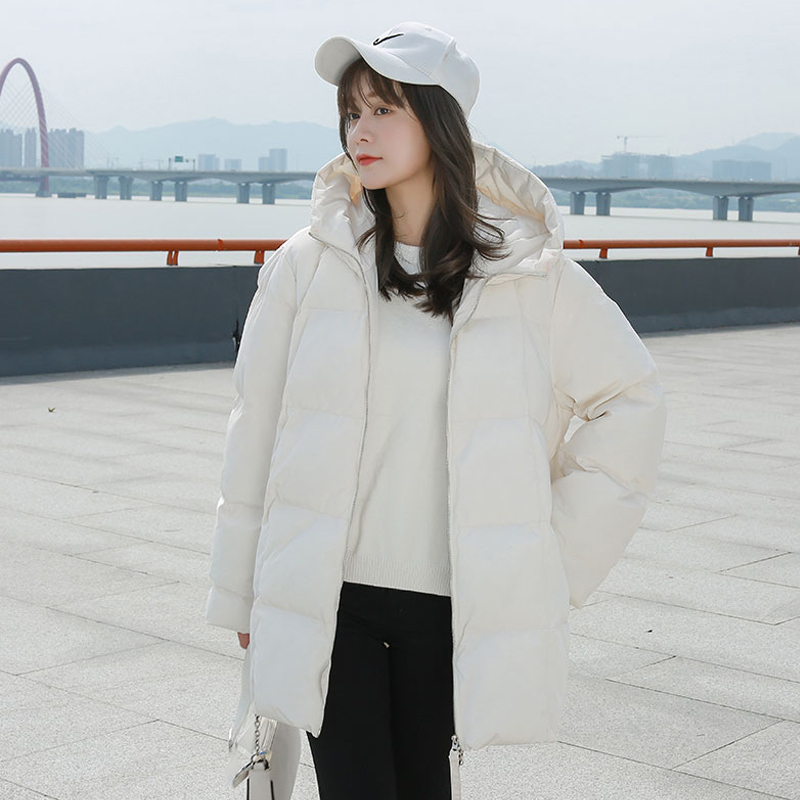 Women's Down Parkas Winter Style Puffer Jackets Women White Zipper Long Jacket Woman Korean Loose Hooded Bubble Coats Female 220913