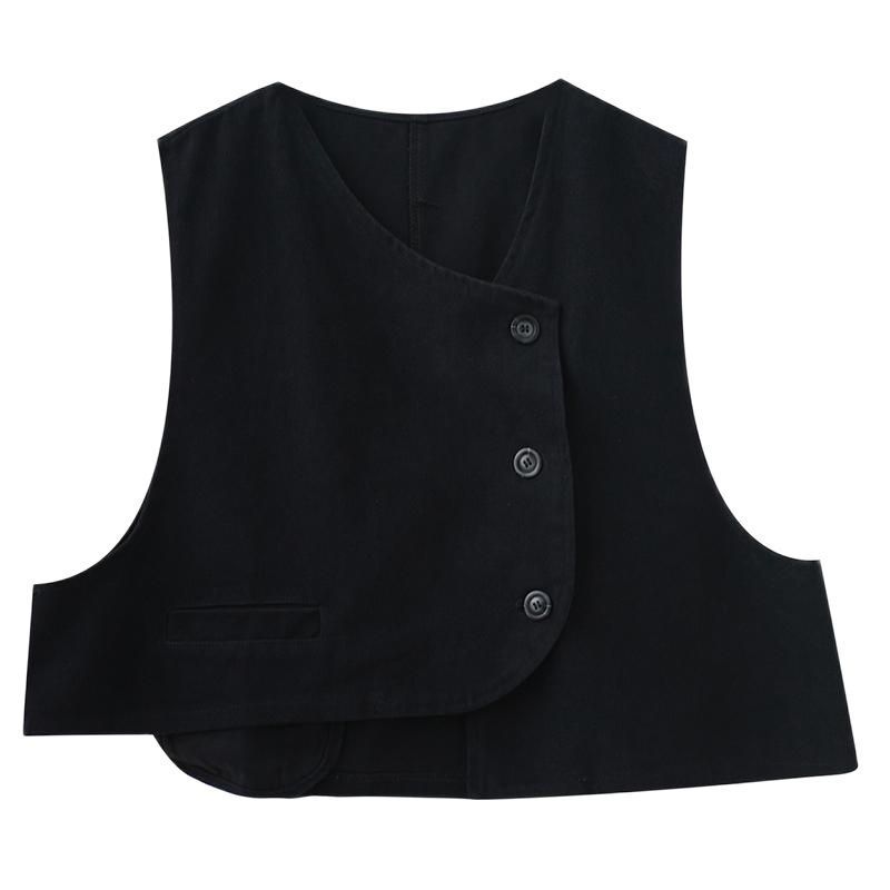 Women's Vests Women Loose Vest Cotton V-neck Sleeve Button Solid Color Casual Coat Spring Korean Style Vintage Simple Cozy Vest Top 220913
