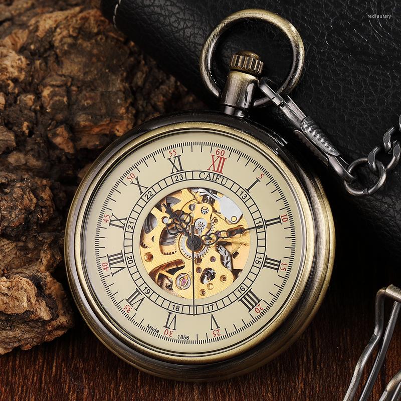 Pocket Watches Unique Vintage Mechanical Watch Men Bronze Roman Number Dial Steampunk FOB Chain Hollow Skeleton Clock, Watch 3
Pocket Watches Unique Vintage Mechanical Watch Men Bronze Roman Number Dial Steampunk FOB Chain Hollow Skeleton Clock, Watch 3