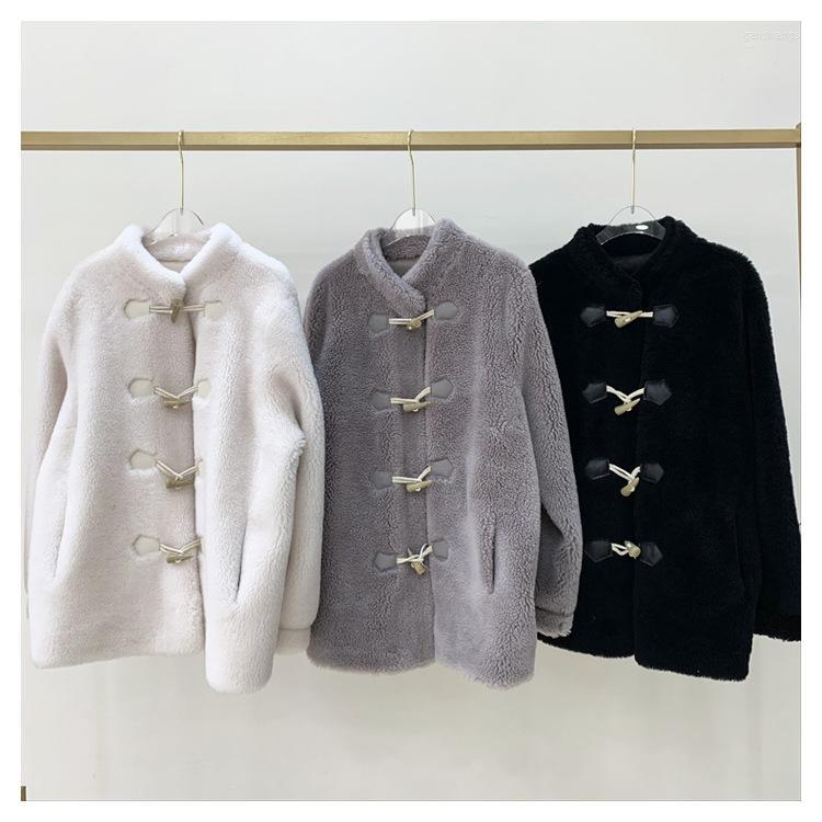 Women' Leather Korean Cashmere Fur Coat Women' Autumn And Winter Stand Collar Mid Long Lazy Wind Ox Horn Button Lamb & Faux, Classic black
Women' Leather Korean Cashmere Fur Coat Women' Autumn And Winter Stand Collar Mid Long Lazy Wind Ox Horn Button Lamb & Faux, Classic black