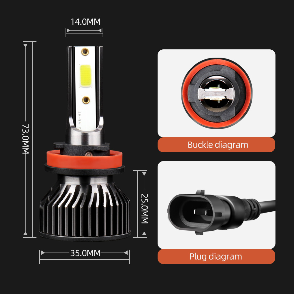 Pampsee Car Lights H4 LED H7 H8 H11 LED Lamp for Auto Headlight H1 H3 H13 9004 9007 9005 HB3 9006 HB4 Bulbs 12V 24V 6000K 8000K