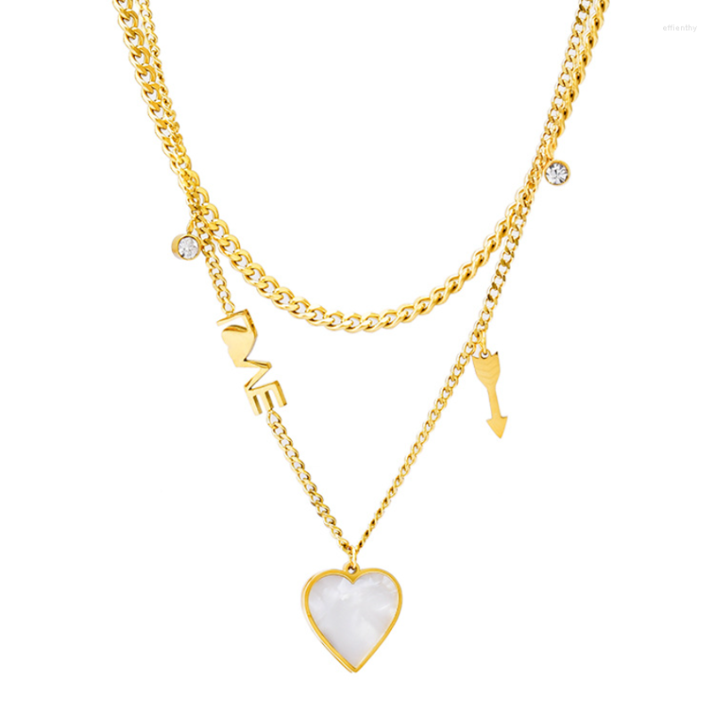 Pendant Necklaces 316L Stainless Steel Fashion Fine Jewelry 2 Layer Zircon Love Cupid's Arrow Charm Chain Choker For Women
Pendant Necklaces 316L Stainless Steel Fashion Fine Jewelry 2 Layer Zircon Love Cupid's Arrow Charm Chain Choker For Women