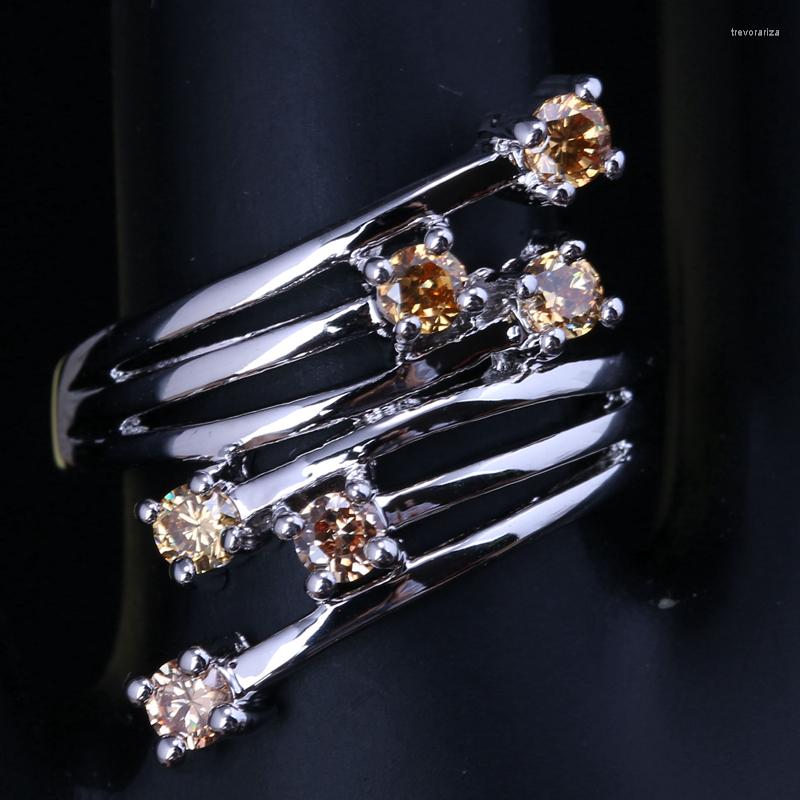 Wedding Rings Gems Orange Champagne Zircon Morganite Silver Plated Argent Jewelry Ring Size 6 / 7 8 9 S1415
Wedding Rings Gems Orange Champagne Zircon Morganite Silver Plated Argent Jewelry Ring Size 6 / 7 8 9 S1415