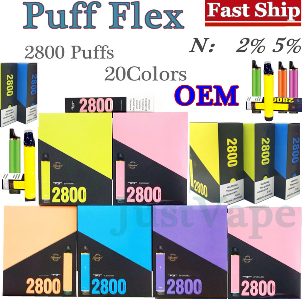 Hot Puff Flex 2800 Puffs Disposable Vape 2% 5% Cigarettes Device Pen Electronic 850MAh Battery 8ML Pre-Filled Capacity 20Colors Puffco Pen OEM
Hot Puff Flex 2800 Puffs Disposable Vape 2% 5% Cigarettes Device Pen Electronic 850MAh Battery 8ML Pre-Filled Capacity 20Colors Puffco Pen OEM