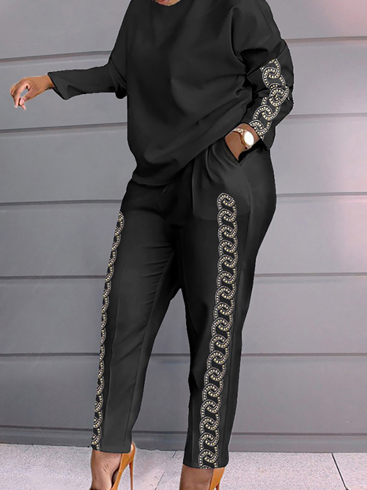 Women's Two Piece Pants Suit Tracksuit Patchwork Women Spring Autumn Casual Pocket Ladies Set ONeck Long Sleeve Loungewear Streetwear Outfit 2209