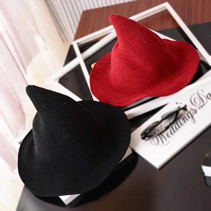 Halloween bucket hat Sheep Wool Christmas Halloween Foldable Costume Ball Sun Cap Witch Pointed Fisherman Knit hats