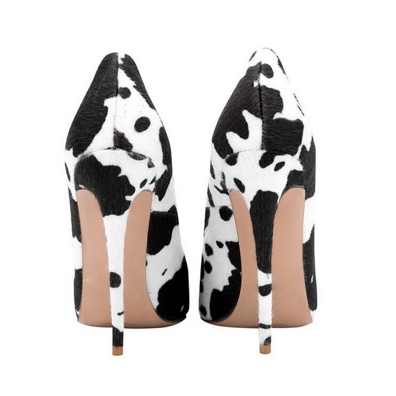 Spring Autumn New Stiletto Shoes Sexy High Heels Novel Special Cow Pattern Fashion Print Shoes Chemical Fiber Women039s Pu