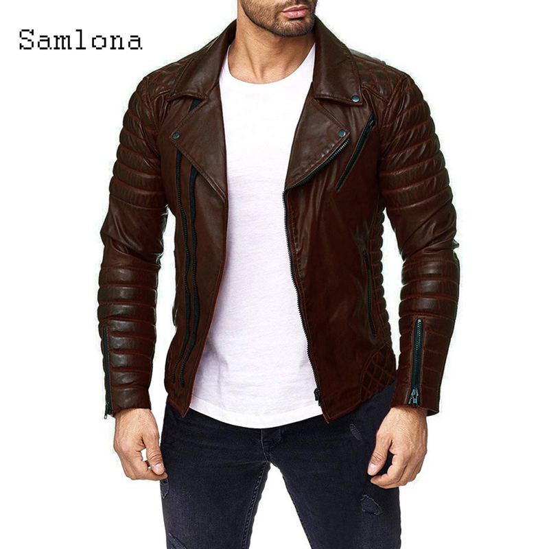Men's Leather Faux Mens Pu Jackets Autumn Casual Motorcycle Jacket Biker Red Black Coats Pocket Zipper Overcoat Men Clothing 220913