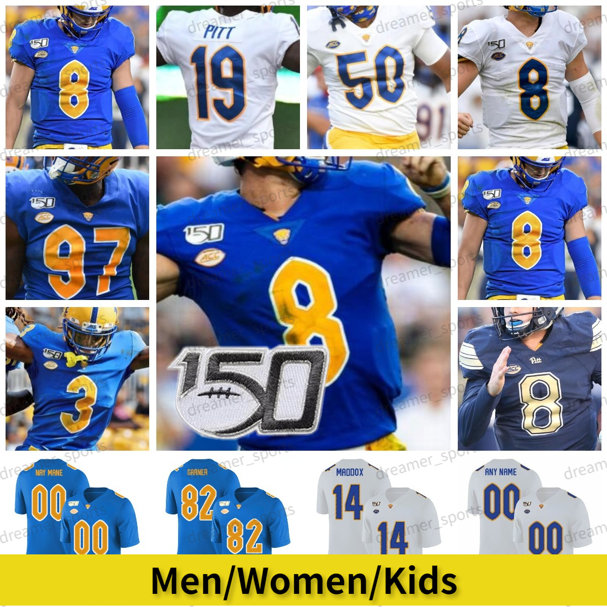 Custom NCAA Pittsburgh Football Jersey Panthers 8 Kenny Pickett Nate Yarnell 12 Nick Patti Daniel Carter Todd Sibley Jr. Blue White ACC Pitts College Jerseys, Blue jersey+150th patch
Custom NCAA Pittsburgh Football Jersey Panthers 8 Kenny Pickett Nate Yarnell 12 Nick Patti Daniel Carter Todd Sibley Jr. Blue White ACC Pitts College Jerseys, Blue jersey+150th patch