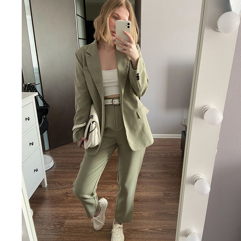 Women's Two Piece Pants GCAROL Women Blazer And Guard Pants Sets Two Pieces OL Single Breasted Jacket Formal Suit Pleated Trousers Spring Autumn 