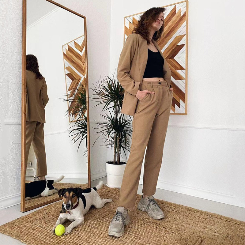 Women's Two Piece Pants GCAROL Women Blazer And Guard Pants Sets Two Pieces OL Single Breasted Jacket Formal Suit Pleated Trousers Spring Autumn 