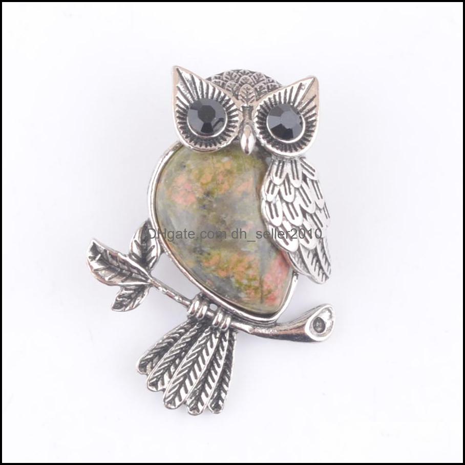 Pendant Necklaces Vintage Copper Plated Owl Cute Pendant Natural Unakite Jasper Gemstone Bead For Jewelry Making Necklac Dhseller2010 Dh10K