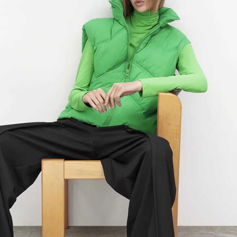 Women's Vests Womens Parkas Vest Jackets Coats Green With Zipper Jacket Female Casual Fashion Waistcoat Ladies Sleeveless Solid Woman Outwear 220