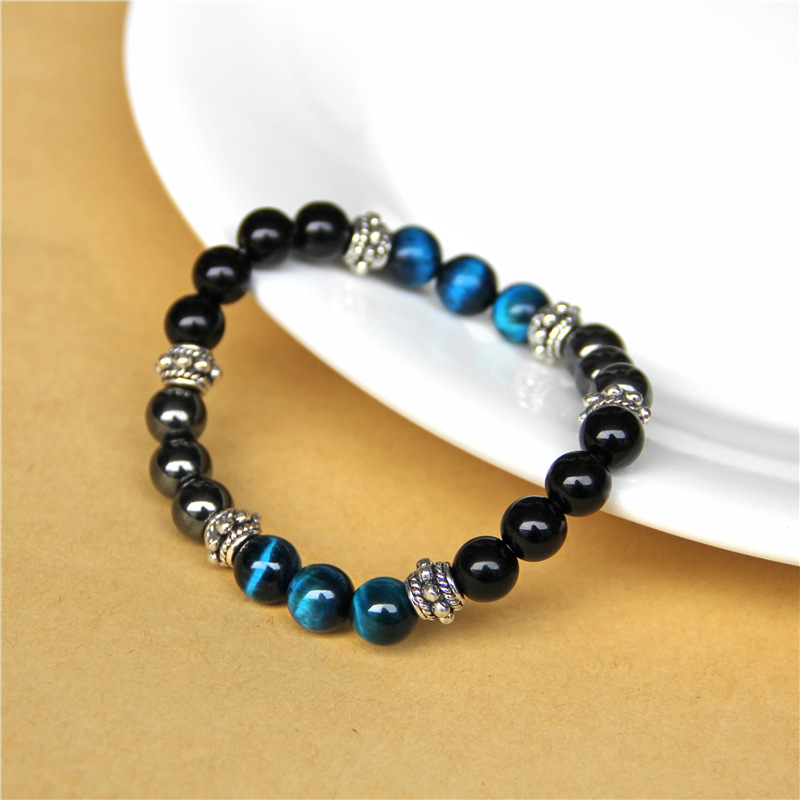 Natural Stone Beaded Bracelet Strands Mulitcolor Tiger Eyes Men Bangle Jewelry Gift Bracelet