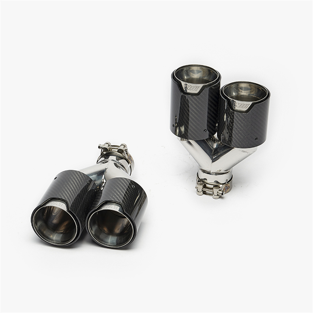 Universal Blue Exhaust Muffler Pipe For BMW Dual M Performance Carbon Fiber Y Shape Tailpipe Car Exhaust