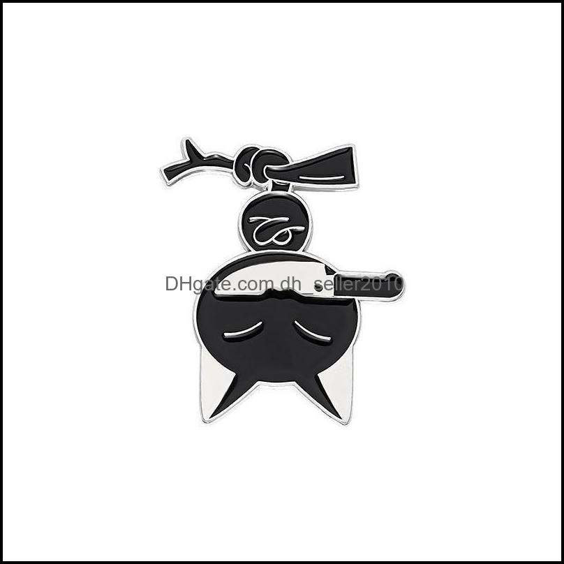 Pins Brooches Black Cat Knife Punk Enamel Brooches Pin Women Girl Fashion Jewelry Metal Vintage Pins Badge Gift 6144 Q2 Drop Delivery Dhbyj