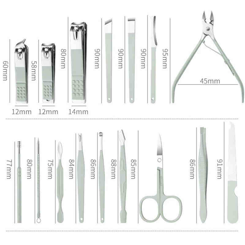 stainless steel pedicure set Nails Manicure Tools Leather Folding Bag Easy To Organize And Carry Clippers Nail Tools