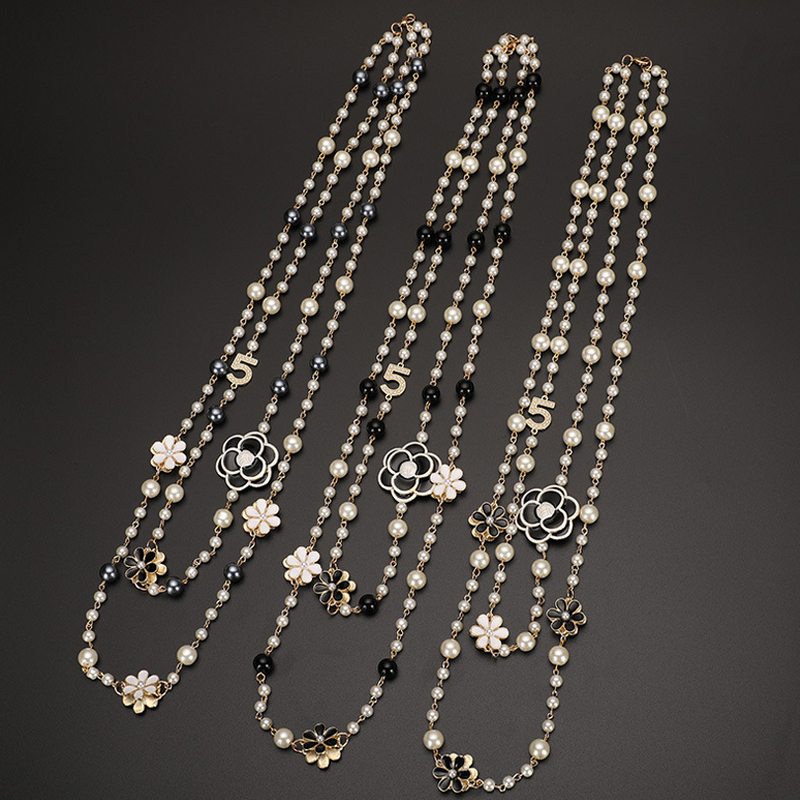 Double Layer Pearl Beaded Long Necklace Women Camellia Number Sweater Chain Necklaces for Gift Party
Double Layer Pearl Beaded Long Necklace Women Camellia Number Sweater Chain Necklaces for Gift Party
