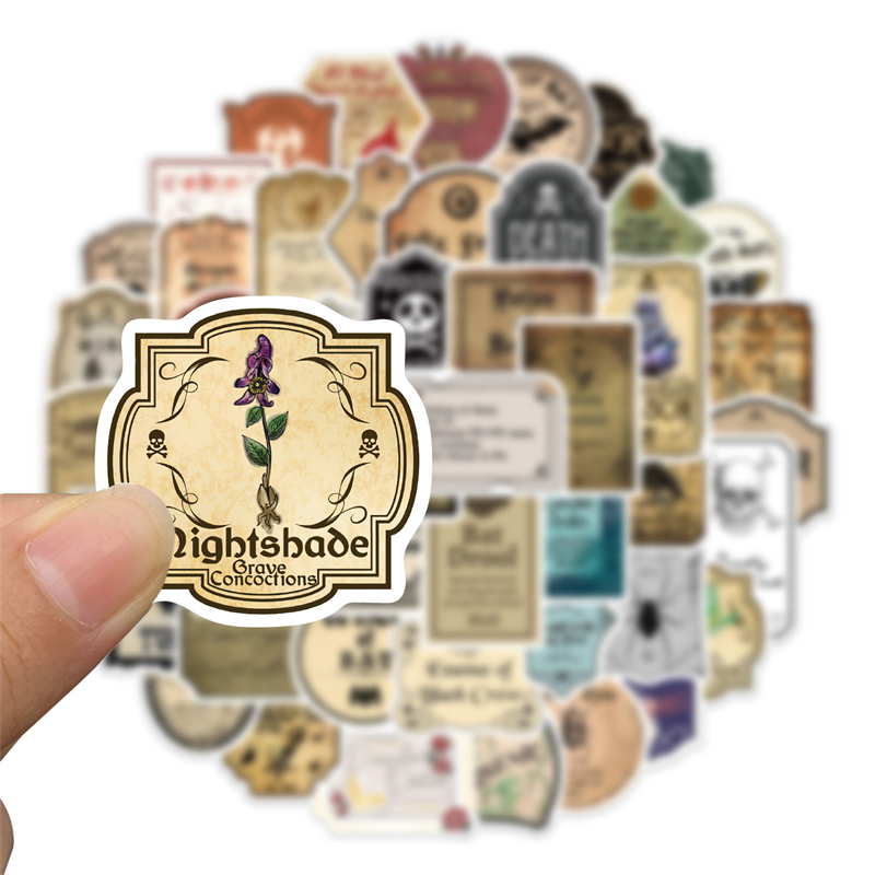 50Pcs Cartoon Magic Potion Bottle Sticker Reagent Bottle Graffiti Kids Toy Skateboard Car Motorcycle Bicycle Decals