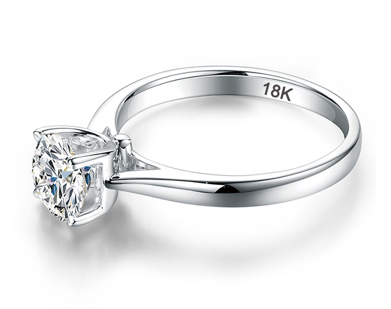 White Gold Color Ring Solitaire 2.0ct Cubic Zircon Wedding Band Rings For Women