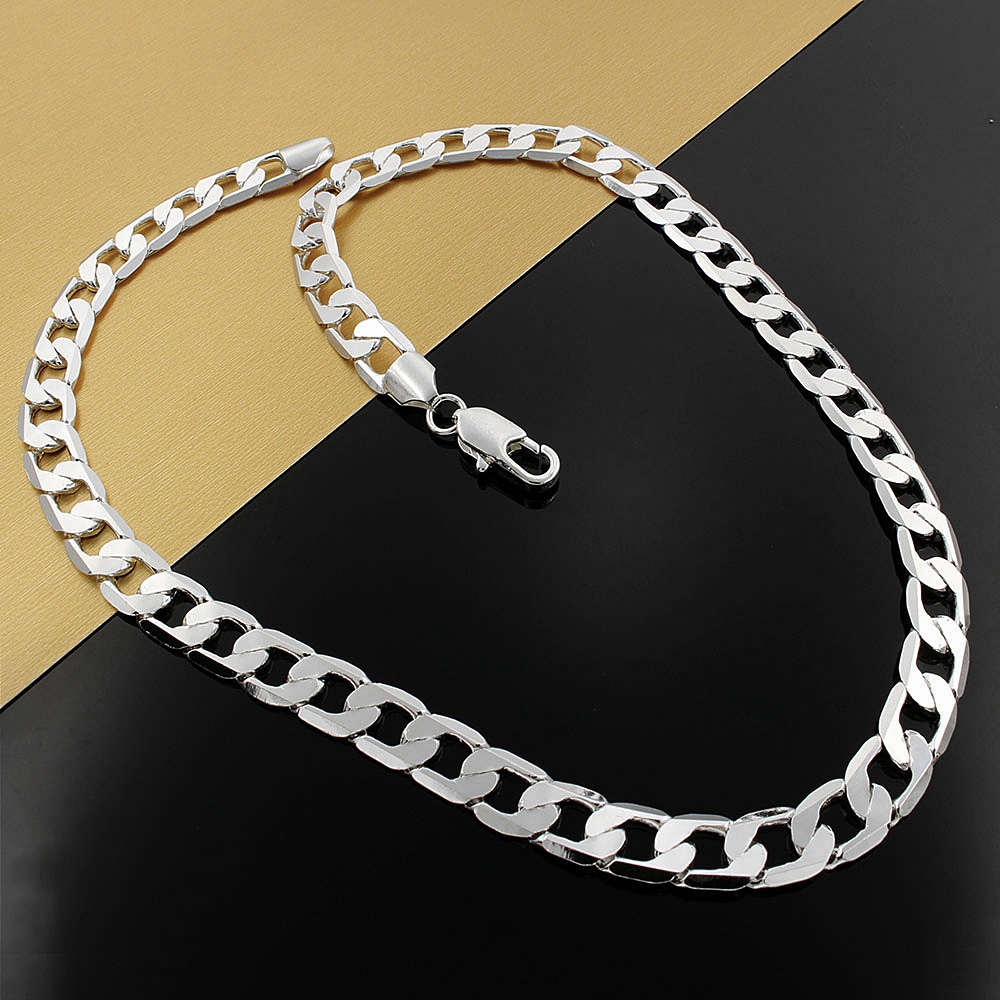 Sterling Silver Necklace For Men's 20 Inches Classic 8Mm Chain Luxury Jewe