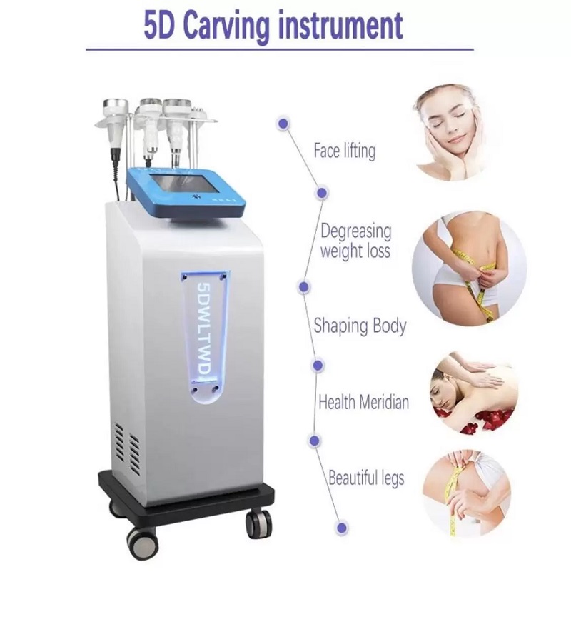 80k Ultrasonic Cavitation Slimming Machine 5D Vibration Suction RF Lifter Massager DDS Micro Current Brush Lymph drainage Body Detox