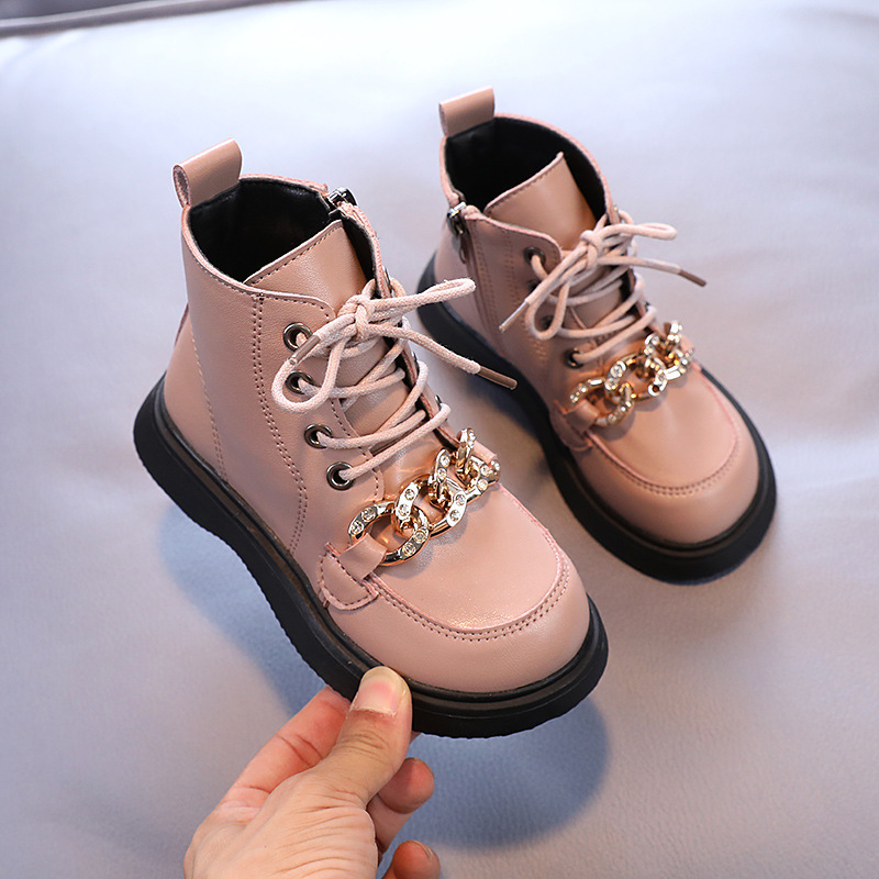 Boots Children Boots for Girls Autumn Classic Kids Boots with Metal Chains Glitter Crystal Princess Fashion Sweet 26-36 220913