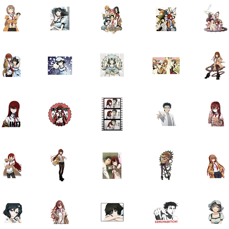 50PCS Cartoon Steins Gate Elite Stickers DIY Bike Travel Luggage Phone Laptop Waterproof Funny Sticker Decals Toys