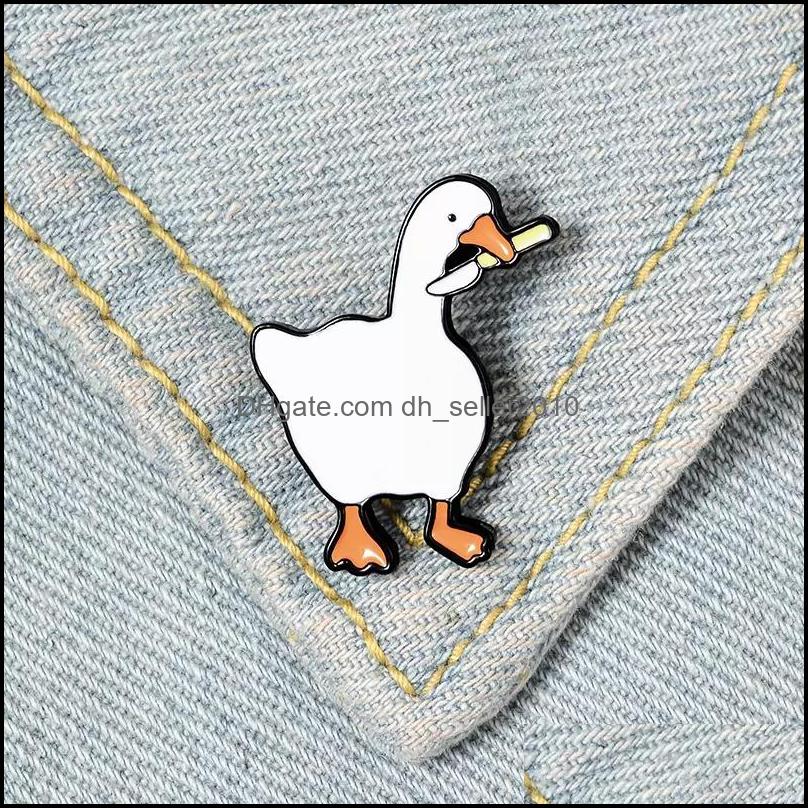 Pins Brooches Cute Animal White Duck Funny Enamel Brooches Women Shirt Brooch Pin Metal Badge Fashion Jewelry 6124 Q2 Drop Delivery 2 Dh7Ku