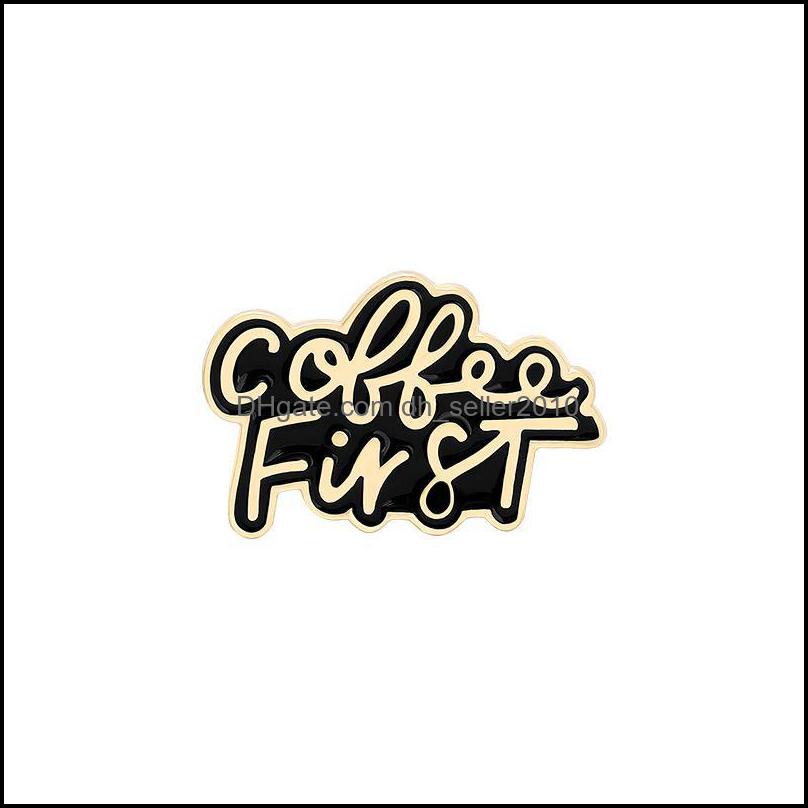 Pins Brooches Coffee Vintage Enamel Brooches Pin For Women Fashion Dress Coat Shirt Demin Metal Badges Black Color 6132 Q2 Drop Deli Dhk6B