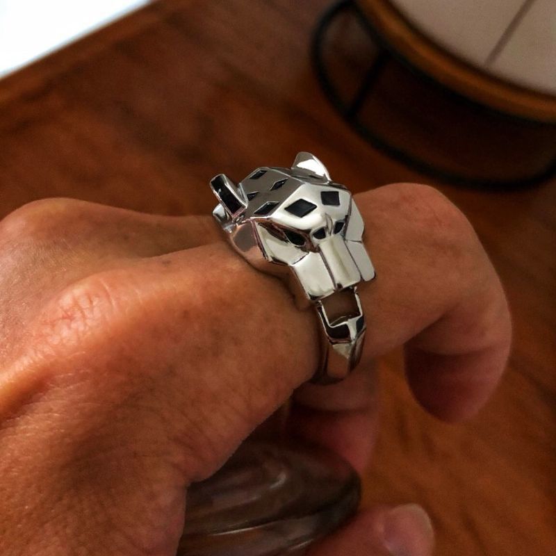 Wedding Rings Couple Black Spot Leopard Head with 3A Cubic Zircon Stone Animal Panther Ring for Men or Women Copper Party jewelry 220913