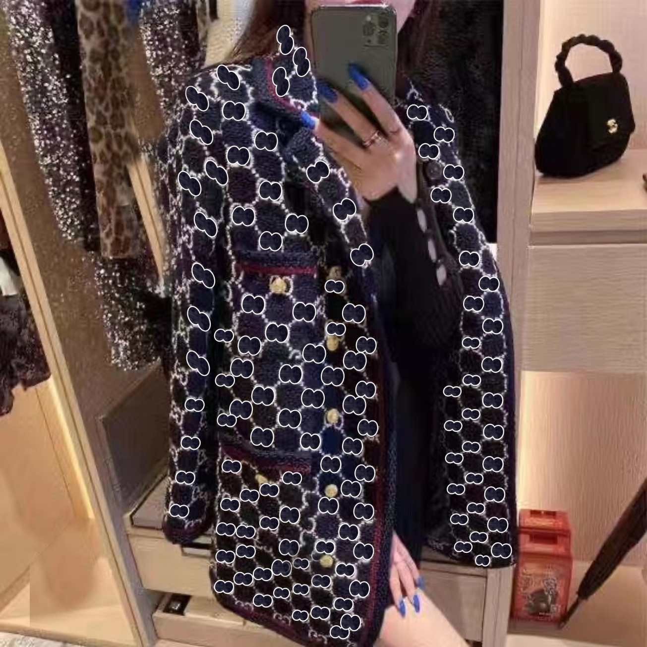 M78 fashion women suit designer clothes blazers Double G spring tweed new released tops, Navy blue
M78 fashion women suit designer clothes blazers Double G spring tweed new released tops, Navy blue