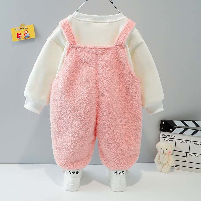 Clothing Sets Children Autumn Winter Longsleeve Set Boys Warm Casual Clothes Baby Girl Sweater Plus Velvet Thick Cartoon Overalls 2Piece 220913