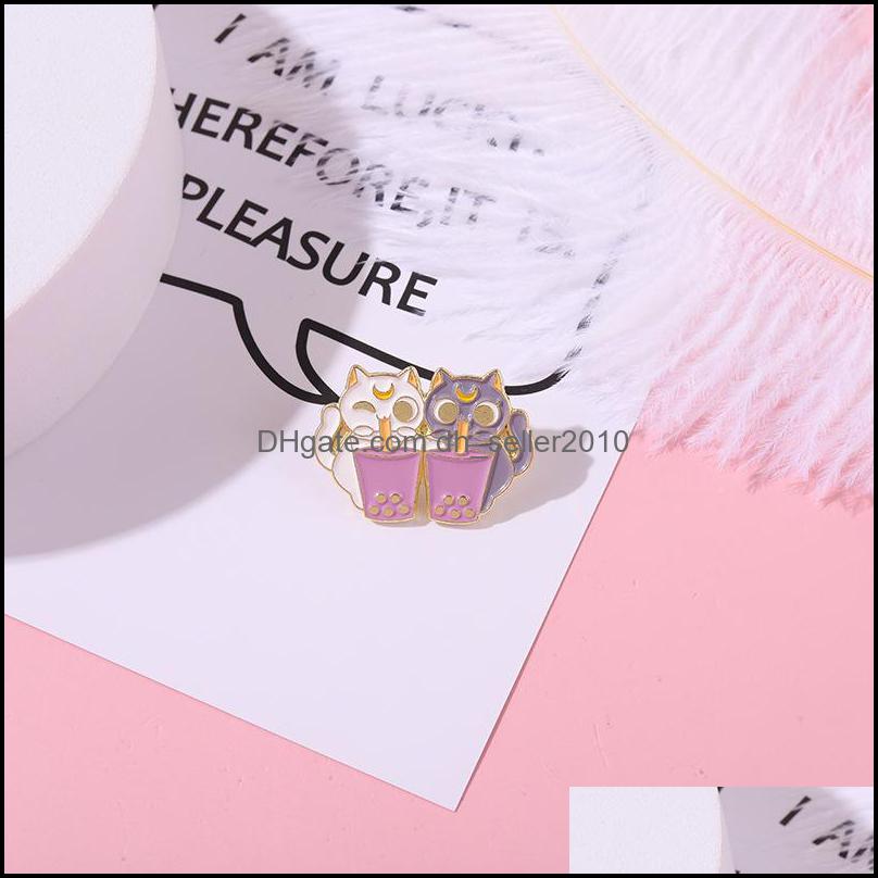 Pins Brooches Cute Cartoon Couple Cat Brooches Pin Women Fashion Dress Coat Shirt Funny Badges Backpack Gift Jewelry 6133 Q2 Drop De Dhup8