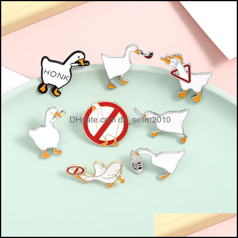 Pins Brooches Cute Animal White Duck Funny Enamel Brooches Women Shirt Brooch Pin Metal Badge Fashion Jewelry 6124 Q2 Drop Delivery 2 Dh7Ku