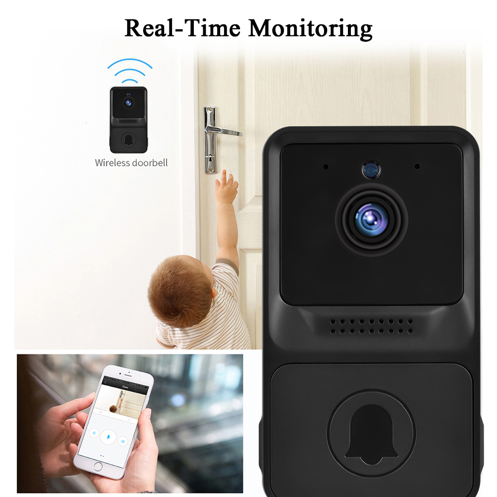 Wireless Video Doorbell Smart Security Doorbell Camera 1080P High Resolution Visual with IR Night Vision 2-Way Audio Real-Time Monitoring Door Bell