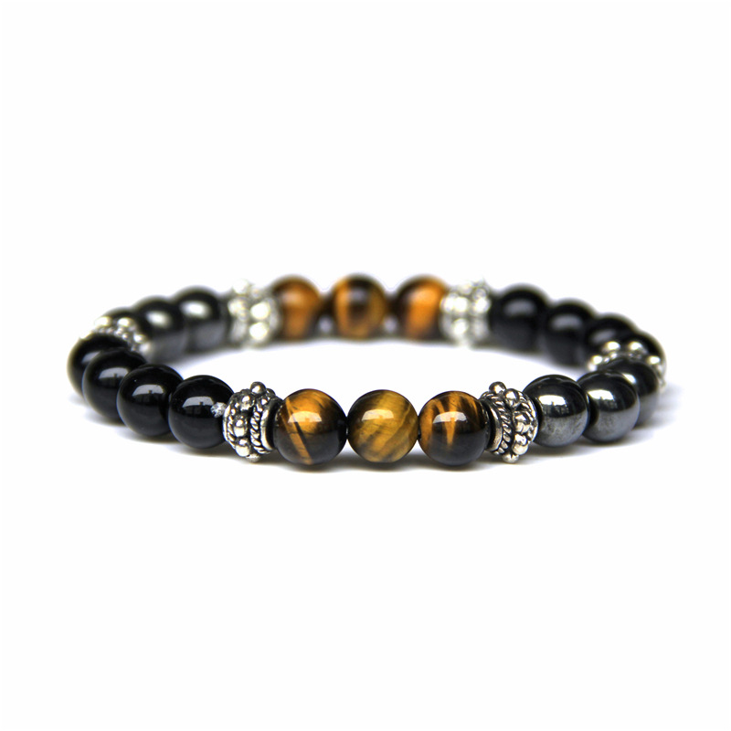 Natural Stone Beaded Bracelet Strands Mulitcolor Tiger Eyes Men Bangle Jewelry Gift Bracelet