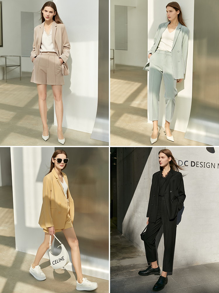 Women's Two Piece Pants Amii Minimalism Spring Suit Office Lady Blazer Women Lace Vneck Tanks High Waist Women Pants Female Shorts 12060909 22091