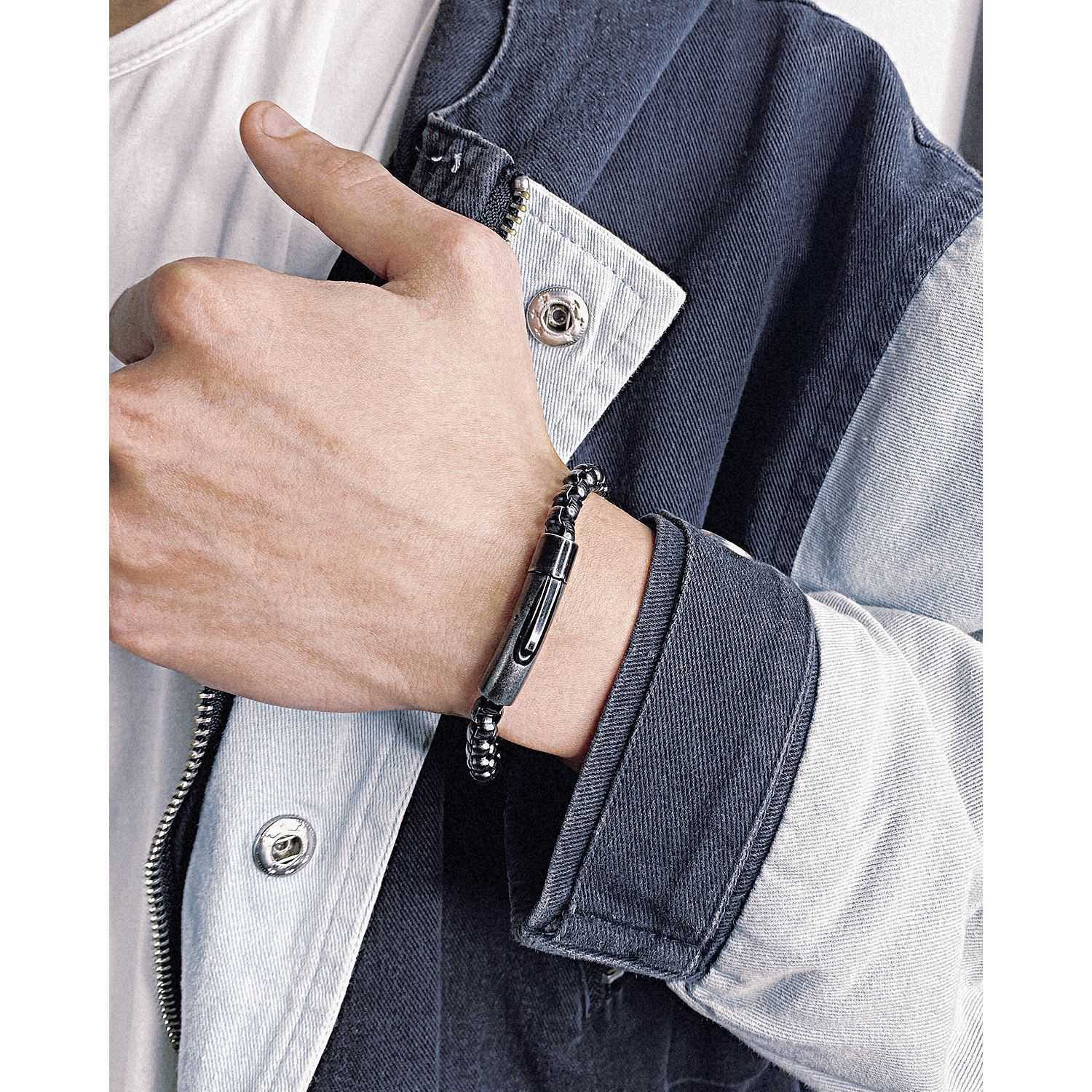 Jewelry fashion personality steel bracelet men's simple personality trend hip hop stainless steel bracelet slave bracelets