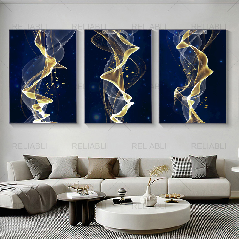 Blue Gold Line Wall Art Canvas Painting Posters Abstract Ribbons Pictures for Living Room Modern Print Nordic Office Decoration
Blue Gold Line Wall Art Canvas Painting Posters Abstract Ribbons Pictures for Living Room Modern Print Nordic Office Decoration