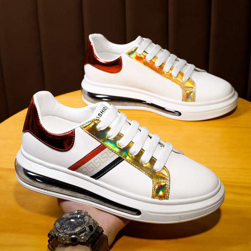 Boots 2021 spring air cushion men's shoes sports casual high board trend small white RYUK, White gold